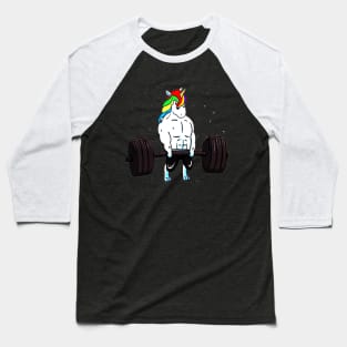 Unicorn Weightlifter Baseball T-Shirt